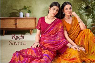 RUCHI SAVERA VOL-11 41101A TO 41106B DESIGNER CHIFFON SAREE WHOLESALER IN INDIA